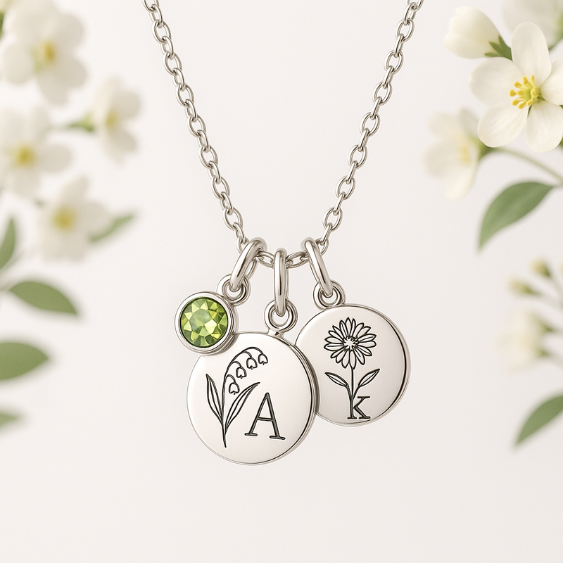 Custom Birth Month Flower Birthstone Charm Necklace: Low MOQ OEM Manufacturing for Personalized Jewelry Brands