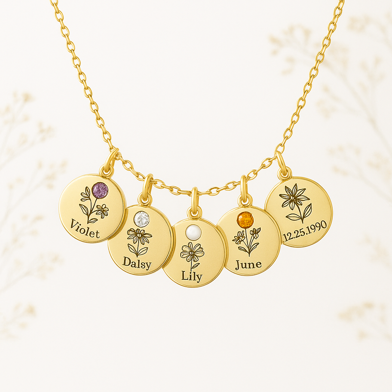 Custom Birth Month Flower Birthstone Charm Necklace: The Perfect Personalized Jewelry for Moms and Jewelry Brands