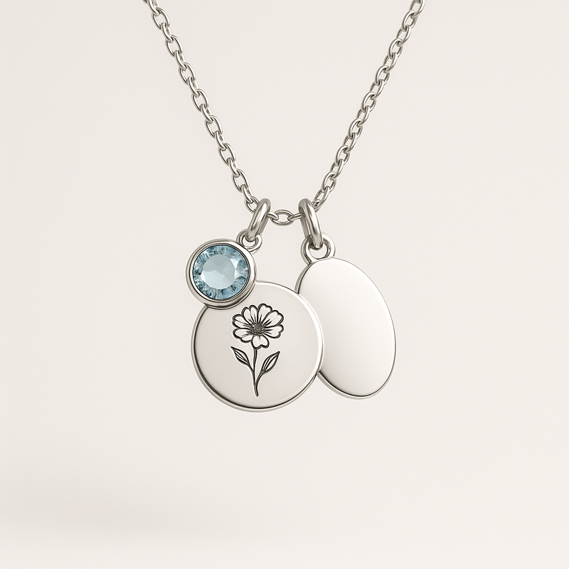 Custom Birth Month Flower Birthstone Charm Necklace: Boost Your Jewelry Business with Durable, Low MOQ Designs