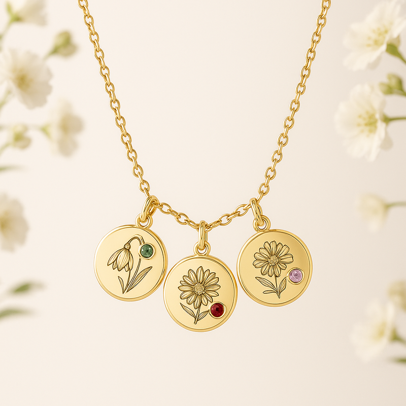 Custom Birth Month Flower Birthstone Charm Necklace: Boost Your Jewelry Brand with Durable, Low MOQ Designs