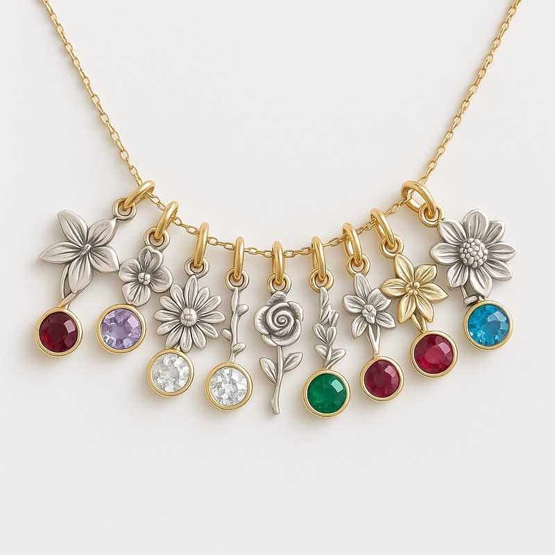 Custom Birth Month Flower & Birthstone Charm Necklaces: Tailored for Your Brand Custom Birth Month Flower & Birthstone Charm Necklaces: Tailored for Your Brand - Featured Image