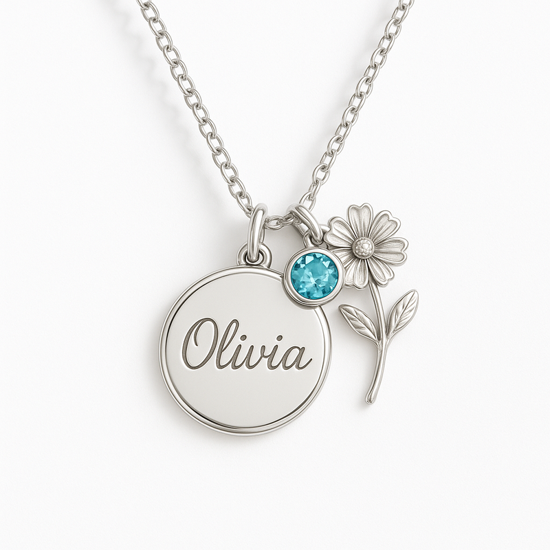 Custom Birth Month Flower Birthstone Charm Necklace: The Ultimate Personalized Floral Birthstone Jewelry for Wholesale Customization