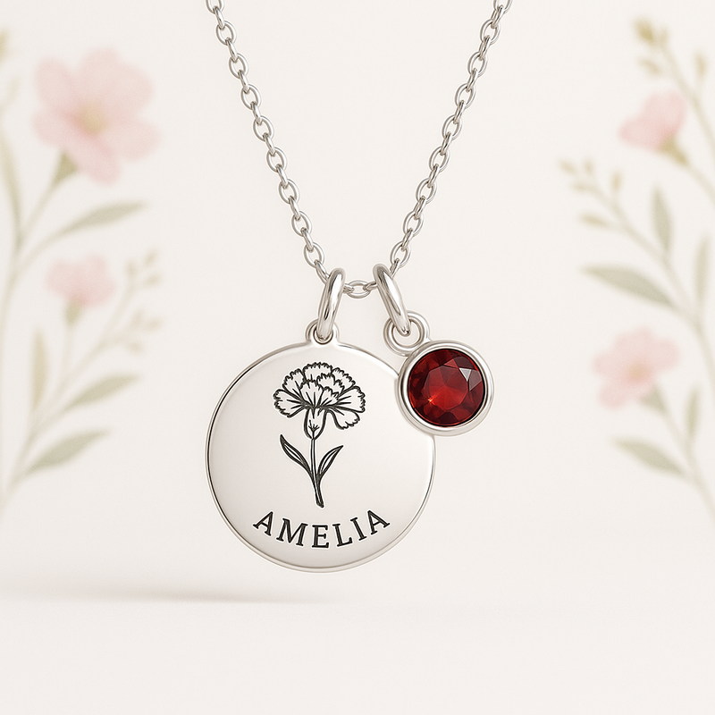 Boost Wholesale Sales with Custom Birth Month Flower Birthstone Charm Necklace: Durable, Low-MOQ Jewelry Gifts