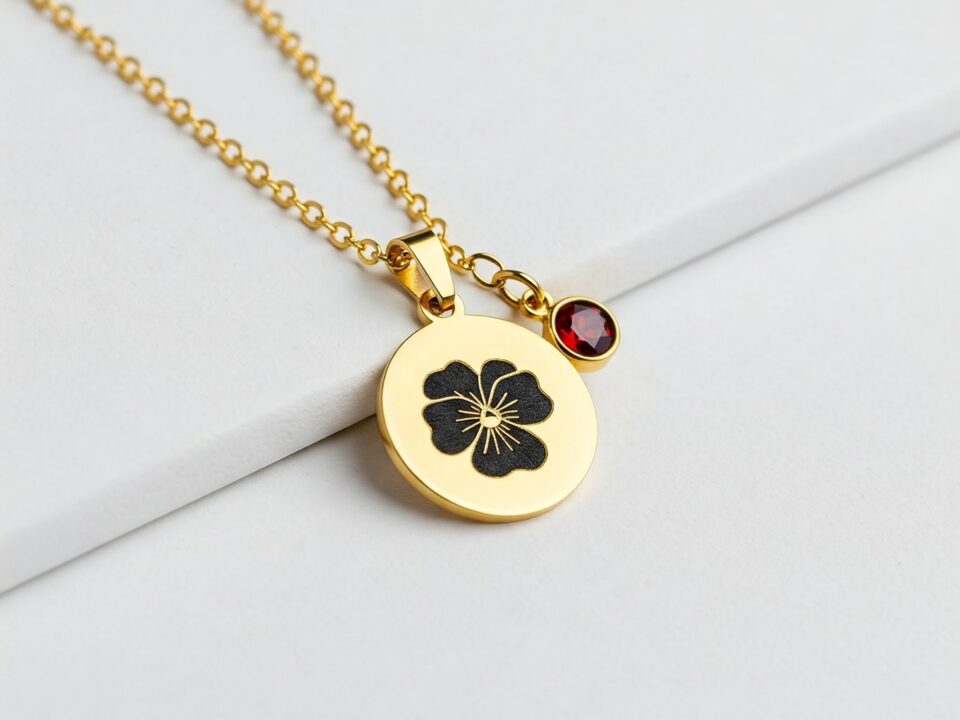 5.15 custom birth month flower birthstone charm necklace