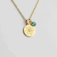 Delicate Gold Flower Pendant Necklace with Blue Gemstone Charm - Custom Birth Month Flower Charm Necklace