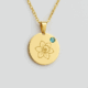 Elegant Engraved Daffodil Gold Pendant Necklace: Personalized Floral Charm with Custom Birth Month Flower Crystal