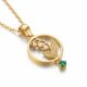 Elegant Gold Floral Pendant Necklace with Emerald Gemstone Cut-Out Design - Perfect Custom Flower Birthstone Necklace