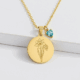 Elegant Floral Pendant Birthstone Necklace with Daffodil Engraved Gold Charm, Perfect for Personalized Flower Jewelry Lovers