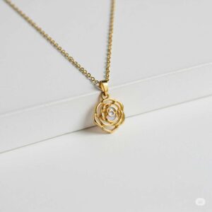 Elegant Birth Month Flower Birthstone Charm Necklace - Gold-Tone Flower Pendant Necklace for Women - Delicate Floral Design Necklace for Everyday Wear