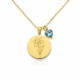 Floral Engraved Pendant Necklace with Daffodil Heart Charm - Custom Flower Birthstone Necklace for Elegant Style