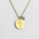 Custom Daffodil Birthstone Necklace: Elegant Gold Pendant with Personalized Floral Design & Heart Charm Blue Gemstone Necklace