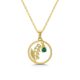 Luxurious Gold Lily of the Valley Floral Necklace with Elegant Green Gemstone Charm & Custom Flower Birthstone Pendant
