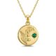 Gold Lily-of-the-Valley Engraved Pendant with Green Gemstone: Custom Birth Month Flower Birthstone Necklace & Floral Charm Necklace