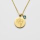 Gold Daffodil Birthstone Pendant Necklace - Personalized Flower Charm Necklace - Custom Daffodil Gemstone Necklace