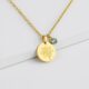 Elegant Gold Flower Engraved Pendant Necklace with Personalized Gemstone Flower Charm Jewelry - Custom Birth Month Flower Birthstone Charm Necklace