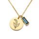 Elegant Gold Lily of the Valley Necklace with Custom Birthstone Charm and Blue Gemstone Floral Pendant
