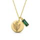 Sophisticated Gold Floral Engraved Necklace with Green Gemstone | Custom Lily of the Valley Birthstone Necklace