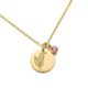 Discover the custom birth month flower birthstone gold charm bouquet necklace! This gold - tone circular lily of the valley pendant necklace with pink gemstone charm is the perfect floral gold - tone necklace for women's special occasions, offering elegance and charm.