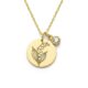 Custom Birth Month Flower Birthstone Gold Charm Bouquet Necklace - Gold-Tone Lily of the Valley Engraved Pendant Necklace with Crystal Charm, Nature-Inspired Gold Pendant Necklace for Special Occasions