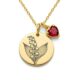 Custom Birth Month Flower Birthstone Gold Charm Necklace – Lily of the Valley Gold Flower Pendant with May Birthstone Heart Charm Necklace Detail