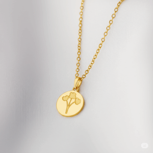 Heart Pattern Birth Flower Necklace