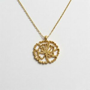 Elegant Gold Custom Birth Month Flower Birthstone Charm Necklace