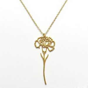 Elegant Carnation Flower Pendant Necklace - Stylish Women's Gift & Custom Birth Month Flower Charm