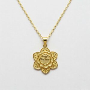 Gold Flower Birthday Necklace - Personalized Gold Pendant Gift, Custom Birth Month Flower Charm Necklace