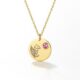 Elegant Custom Birthstone Charm Necklace with Gold Flower Charm Pendant – Personalized Birth Month Jewelry Gift