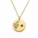 Custom Birth Month Flower Birthstone Gold Charm Necklace – Personalized Lily of the Valley Ruby Gold Pendant – Engraved Floral Birthstone Disc Necklace