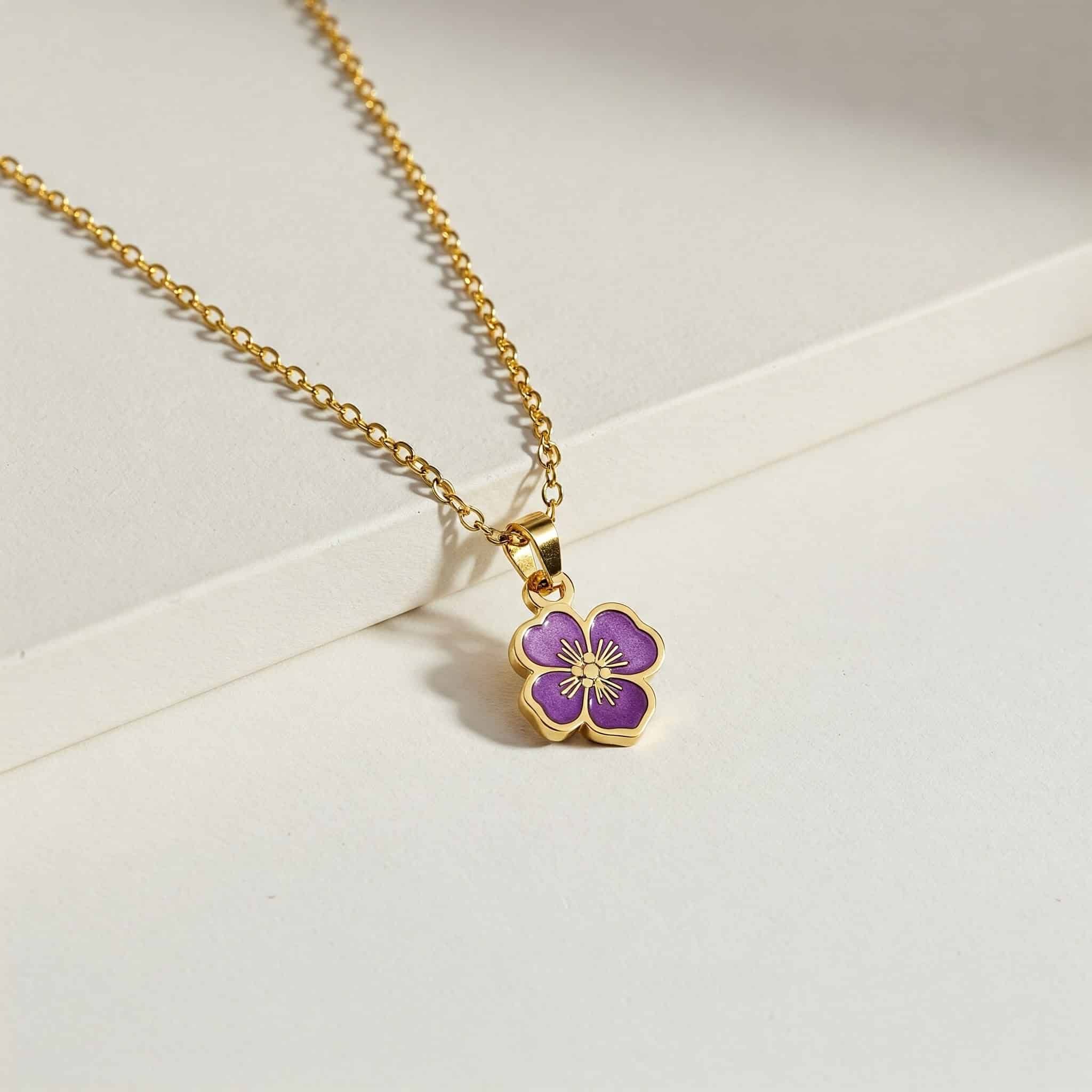 Dedicate Women's Gift Custom Birth Month Flower Birthstone Charm Bouquet Necklace