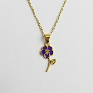 Violet flowers women's Custom Birth Month Flower Bouquet Necklace