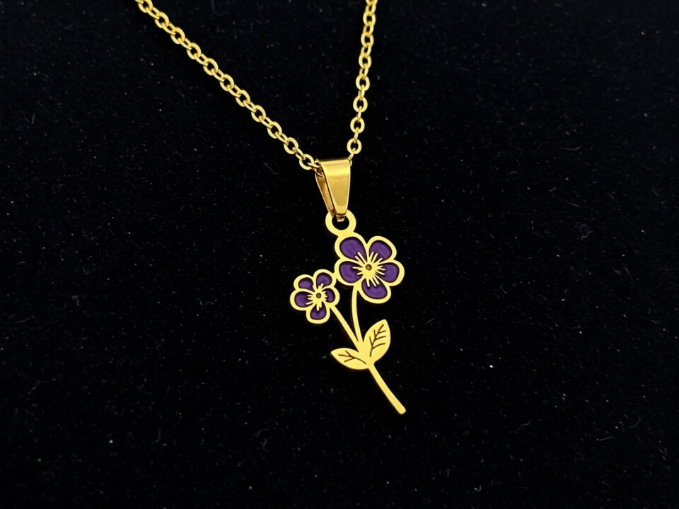 dedicate womens gift custom birth month flower birthstone charm bouquet necklace 5