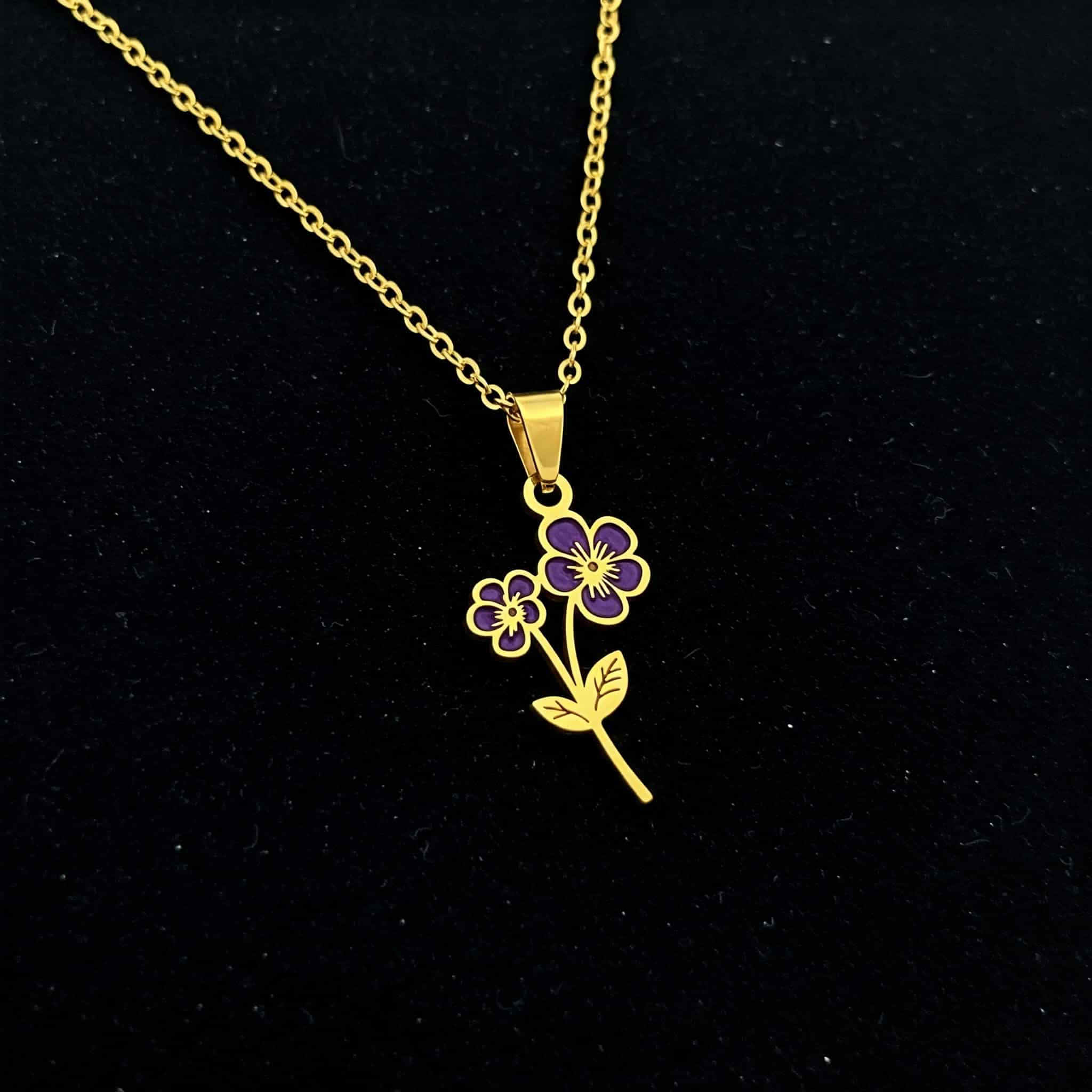 dedicate women's gift custom birth month flower birthstone charm bouquet necklace