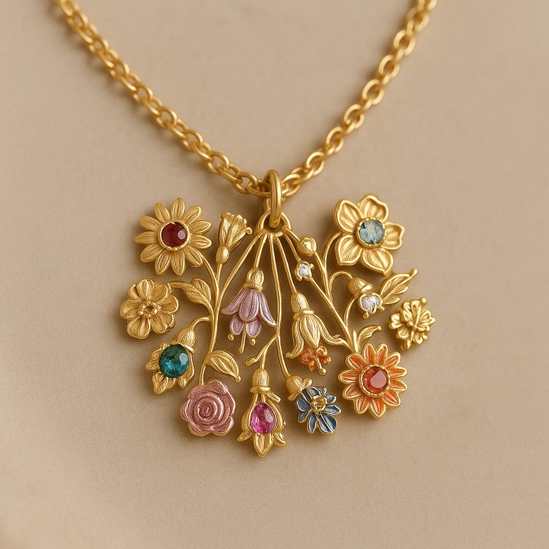 Custom Birthstone Gold Charm Necklace Solutions Custom Birthstone Gold Charm Necklace Solutions - 特色图片