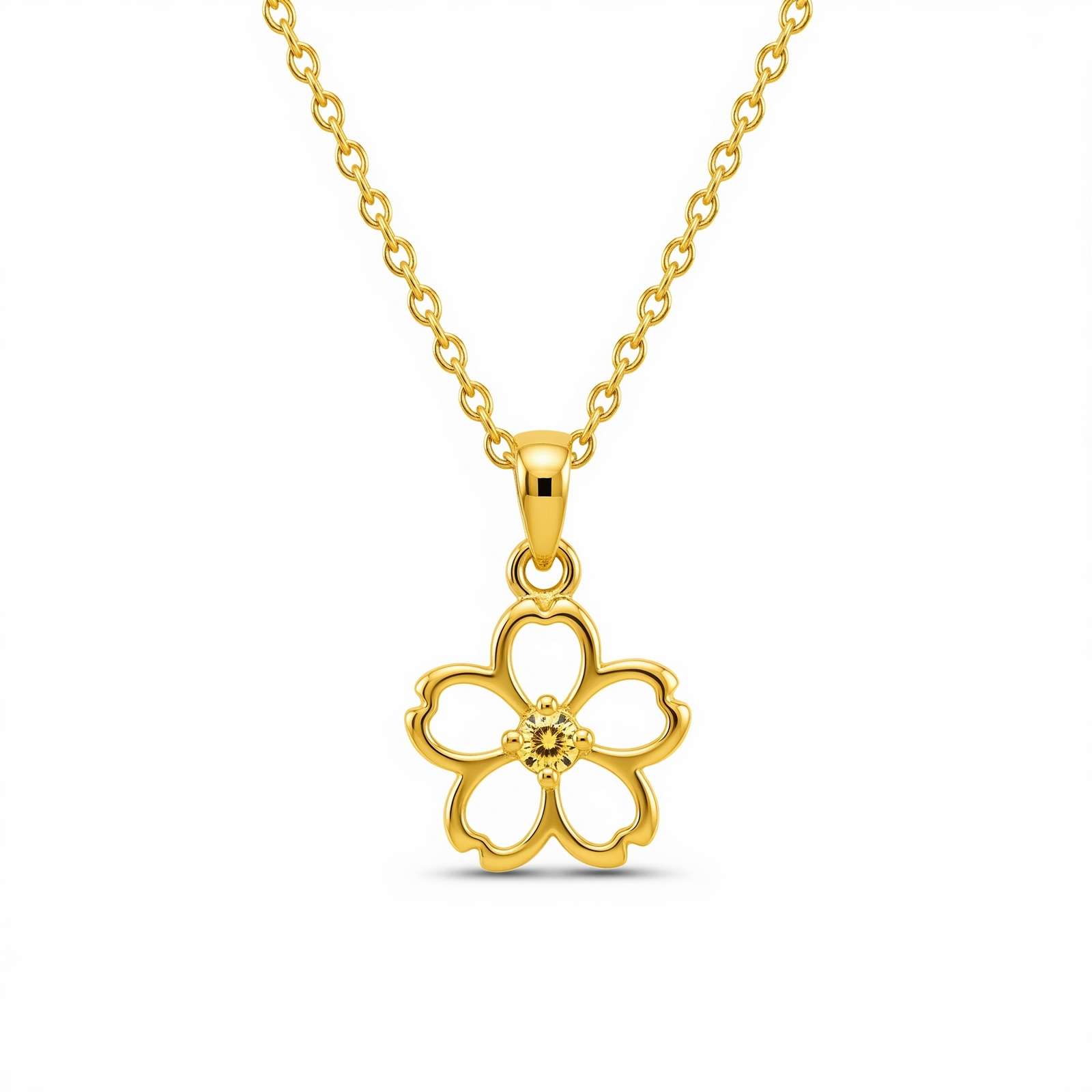 Elegant Custom Birth Month Flower Necklace – Personalized Birthstone Charm Jewelry with Gold Flower Pendant Necklace Design