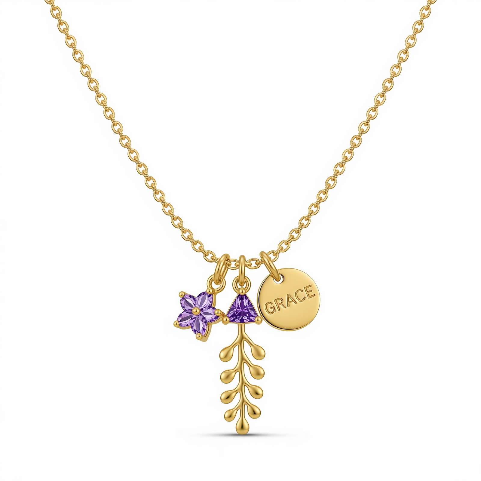 Elegant Custom Birthstone Flower Necklace – Personalized Birth Month Flower Charm with Engraved Birth Flower Jewelry, Perfect for Meaningful Gifting and Everyday Elegance