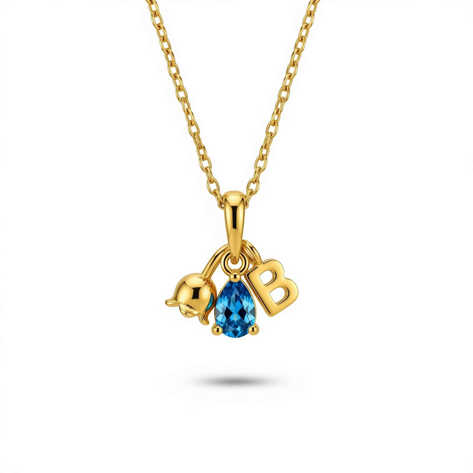 Custom Birthstone Charm Necklace – Personalized Gold Birthstone Necklace with Teardrop Birthstone Pendant for Meaningful Gifting and Everyday Elegance