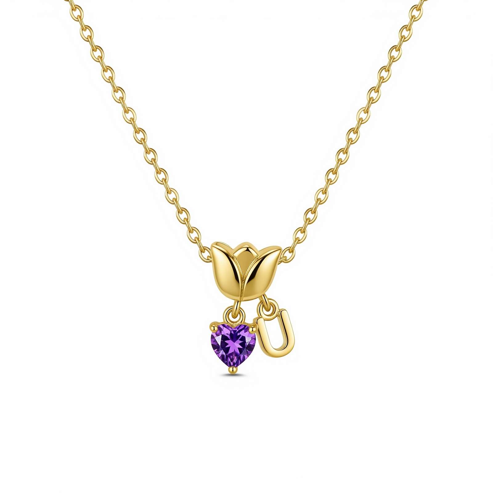Custom Birthstone Flower Necklace – Personalized Birthstone Charm Necklace with Birth Month Flower Pendant – Elegant Keepsake Gift