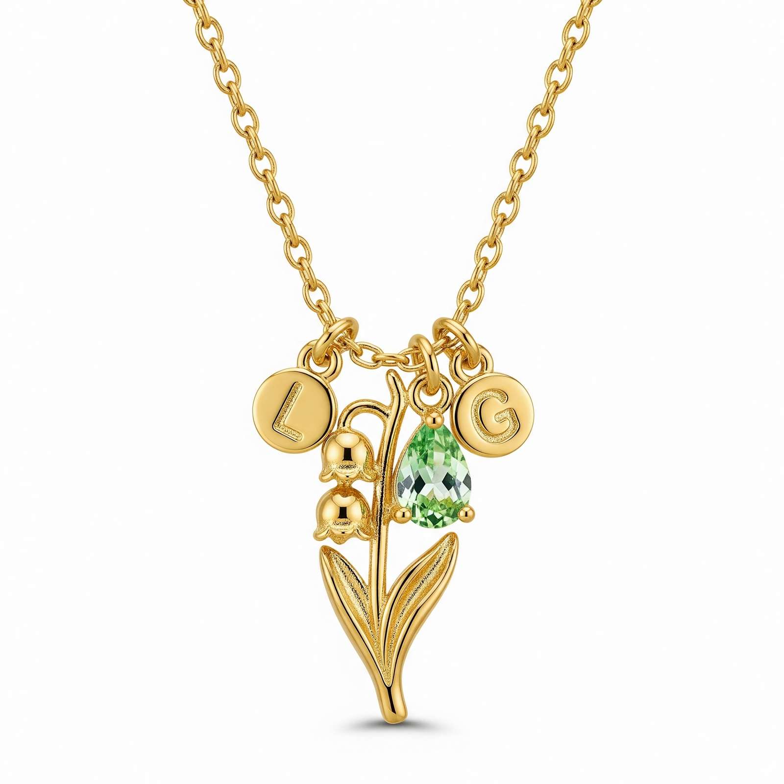 Custom Birthstone Charm Necklace – Personalized Flower Necklace in Gold – Elegant Gold Floral Birthstone Jewelry for Meaningful Gifting