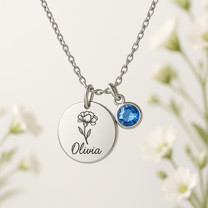 Custom Birth Month Flower Birthstone Charm Necklace: Boost Your Jewelry Brand with Trendy Personalized Stainless Steel Designs