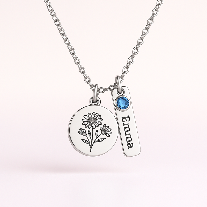 Custom Birth Month Flower Birthstone Charm Necklace: OEM Stainless Steel Solutions for Profitable Custom Jewelry Lines
