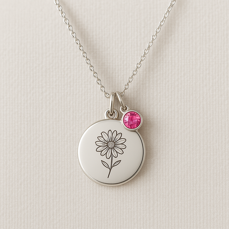 Custom Birth Month Flower Birthstone Charm Necklace: Boost Business with Durable, Low MOQ Personalized Jewelry