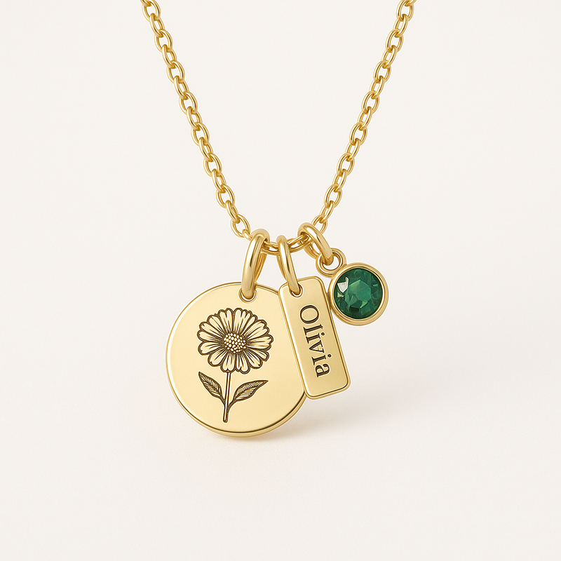 Custom Birth Month Flower Birthstone Charm Necklace: Low MOQ Wholesale Solutions for Jewelry Business Growth