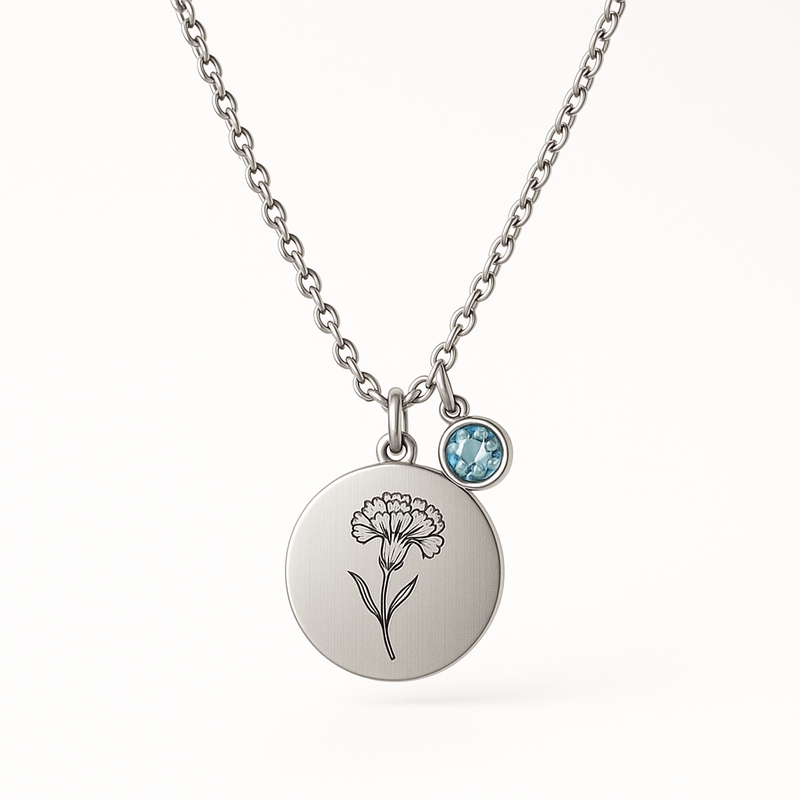 Boost Business with Custom Birth Month Flower Birthstone Charm Necklace: OEM Stainless Steel Jewelry for Growth