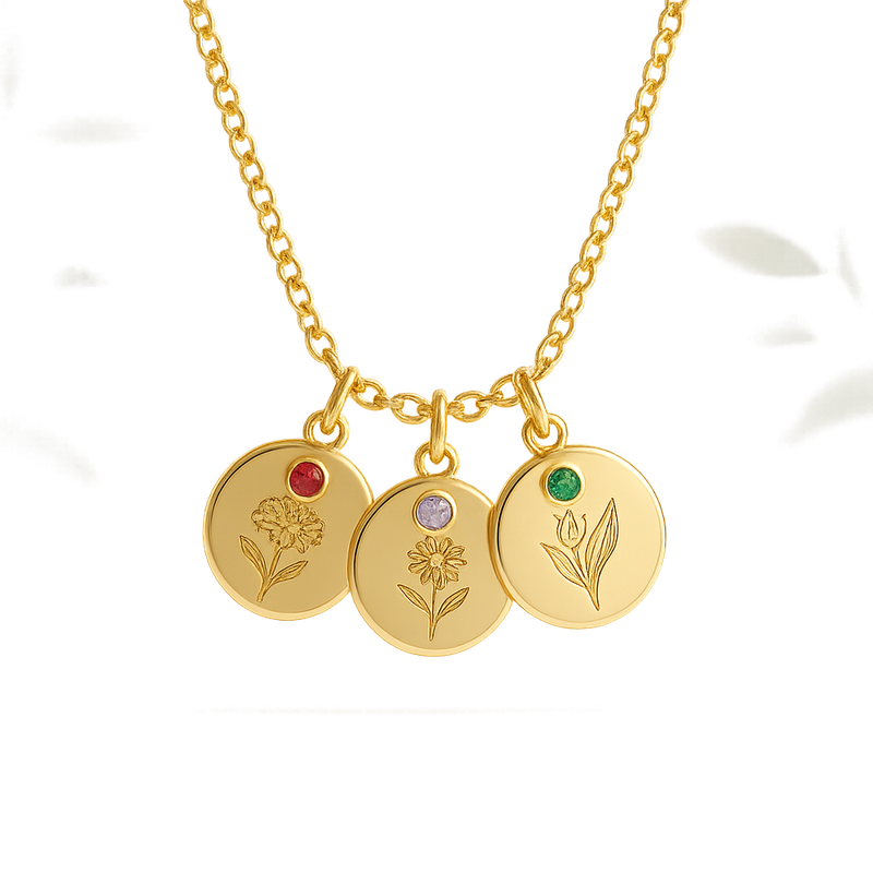 Custom Birth Month Flower Birthstone Charm Necklace: Personalize Your Jewelry Collection with Floral and Stone Designs for Wholesale Business Growth
