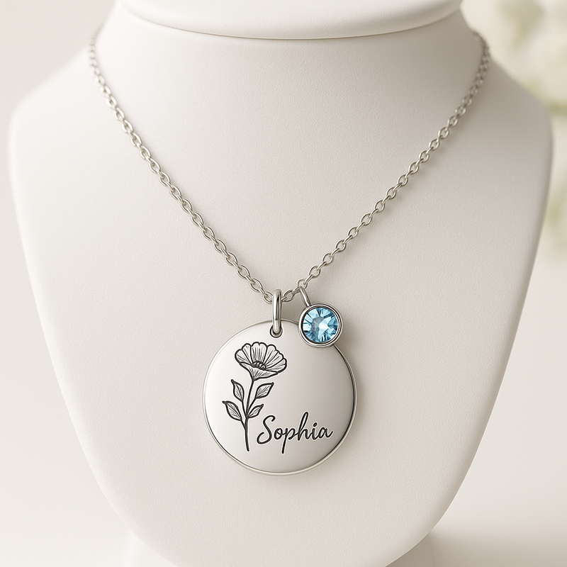 Custom Birth Month Flower Birthstone Charm Necklace: Boost Your Jewelry Business with Durable, Personalized Designs
