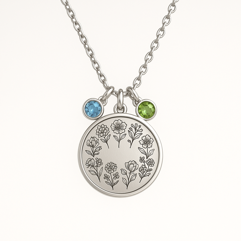 Boost Wholesale Sales with Custom Birth Month Flower Birthstone Charm Necklaces: OEM Stainless Steel Jewelry Solutions