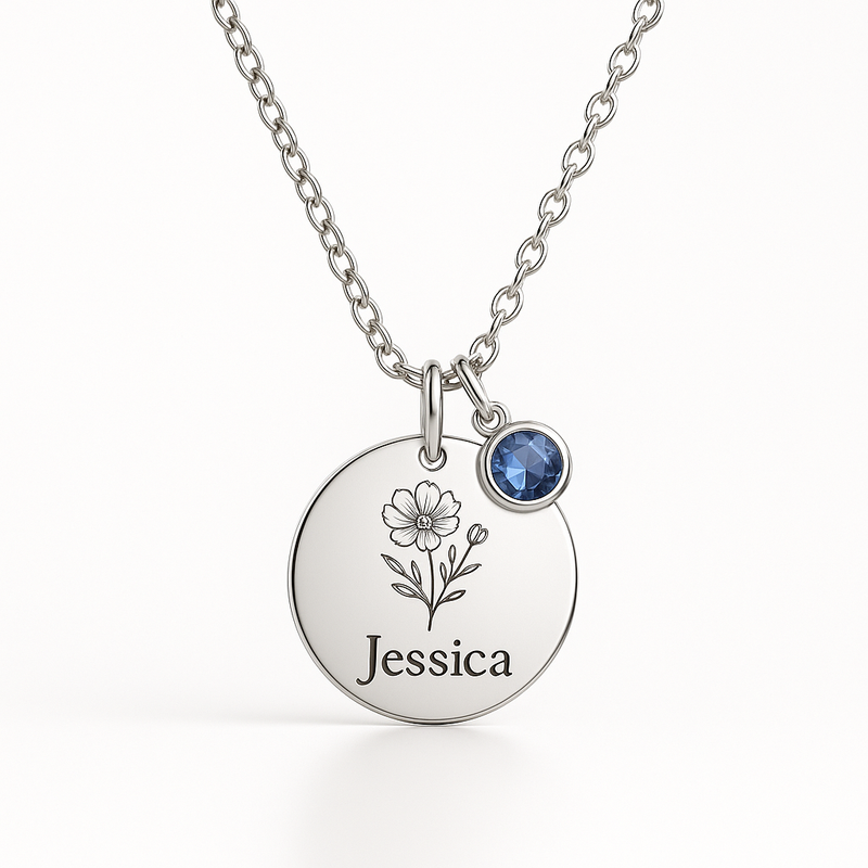 Boost Business Growth with Custom Birth Month Flower Birthstone Charm Necklace: Wholesale Stainless Steel Jewelry Solutions