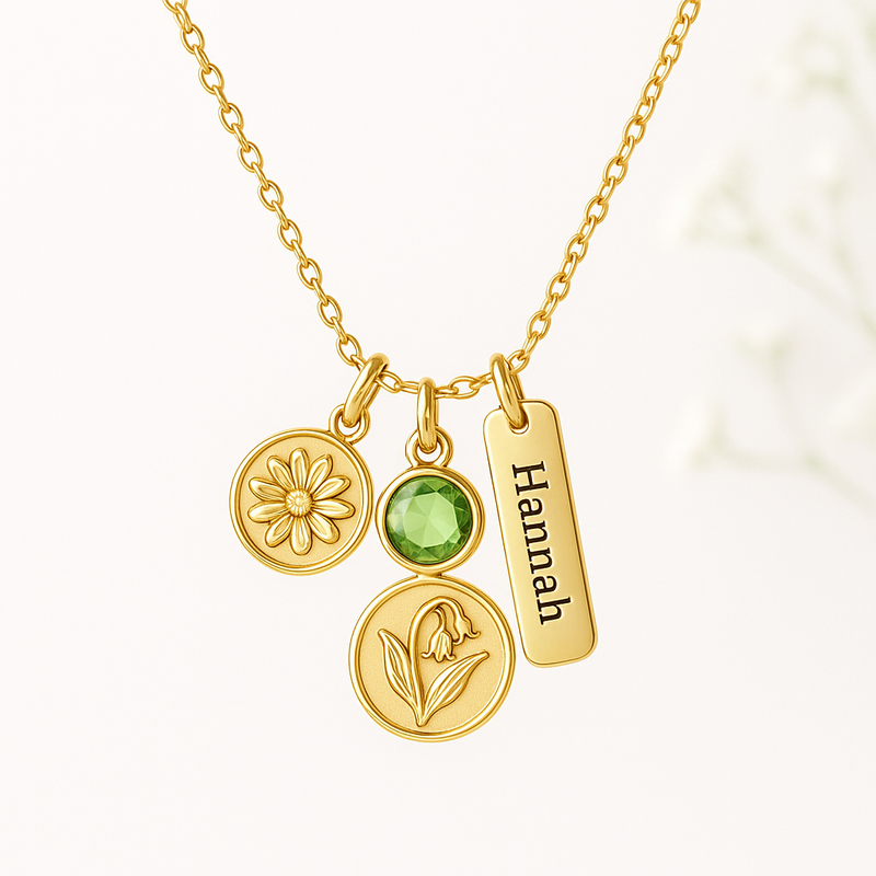 Boost Your Jewelry Business with Custom Birth Month Flower Birthstone Charm Necklace - Wholesale Personalized Options for Growth